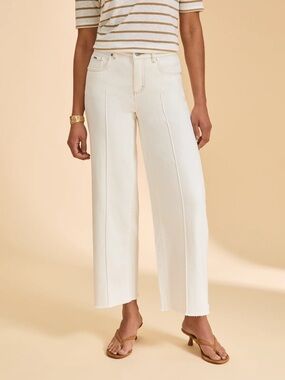 FDJ French Dressing Jean Olivia Wide Leg Ankle Denim Ivory summer Jean size 2